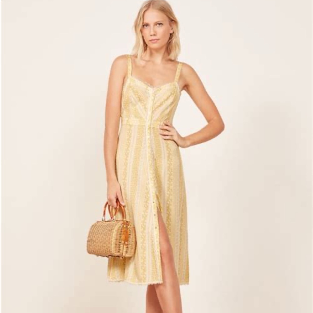 Reformation Sandalwood Midi Dress Fit and Flare 10